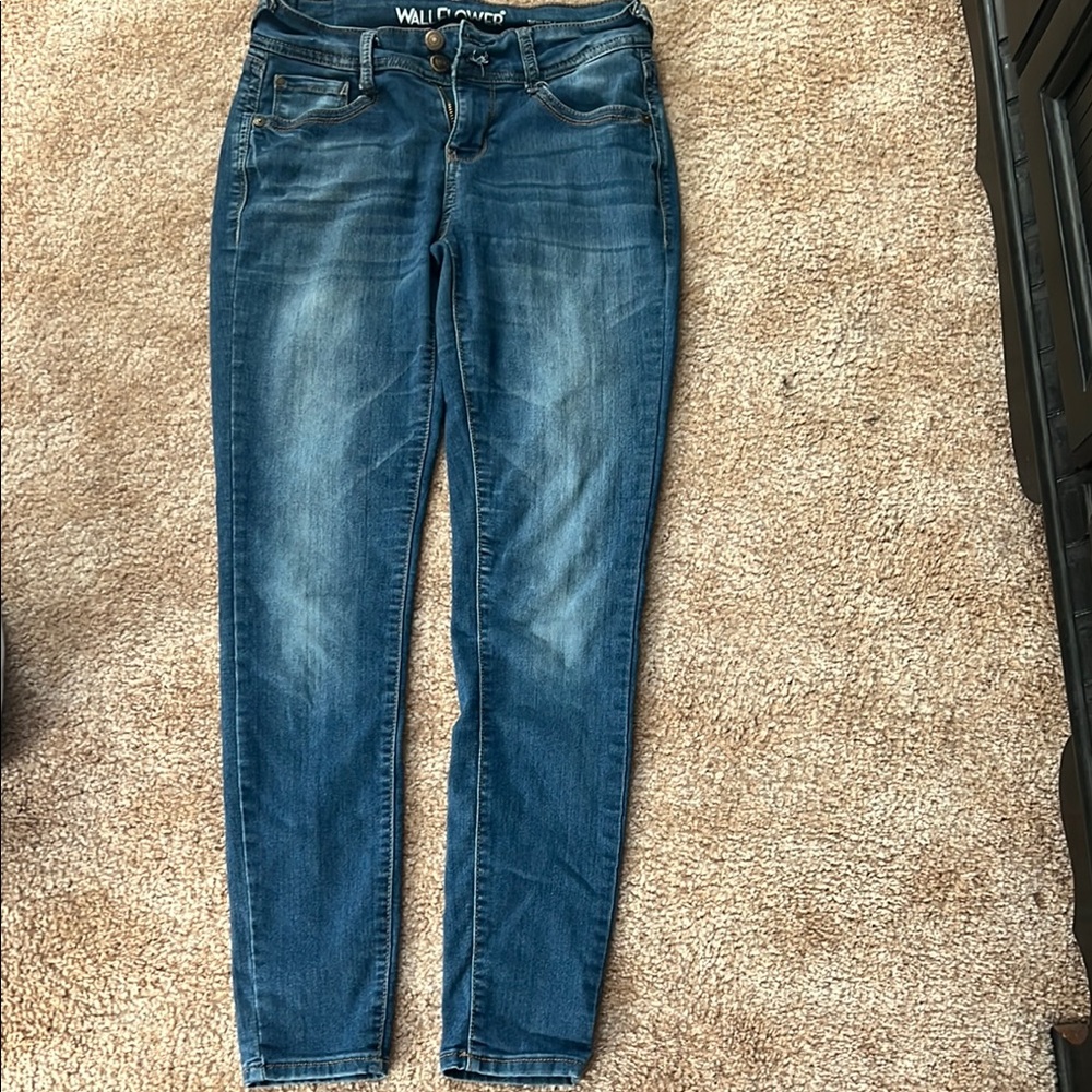 Wallflower Blue Skinny Jeans with Stretch and Faded Finish